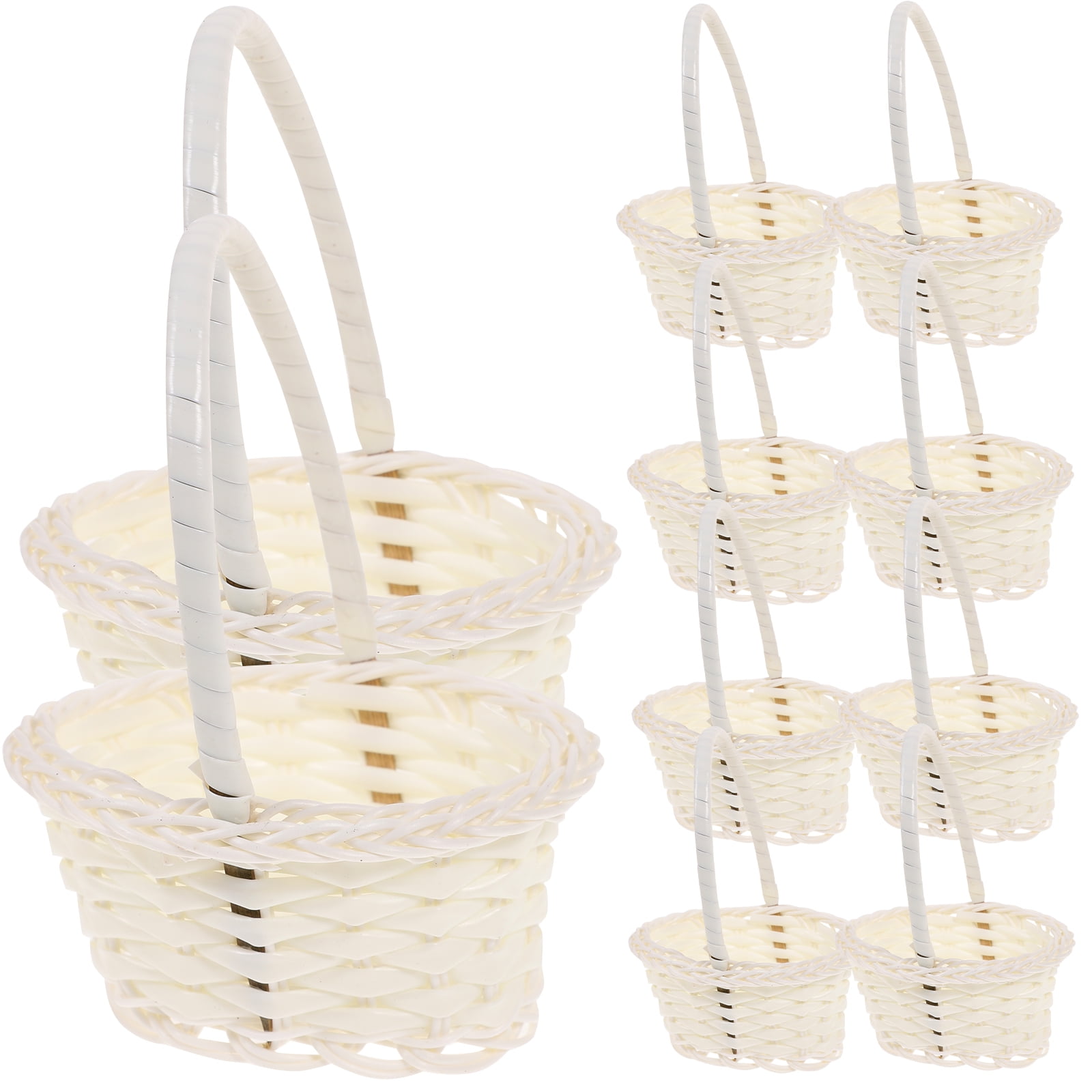 Homemaxs 10pcs Woven Rattan Flower Baskets Children Handheld Vegetable