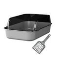 thumbnail image 3 of Caja de arena para gatos, inodoro frontal rebajado para gatos, inodoro portátil antisalpicaduras, caja de arena, lavabo para arena para gatos jóvenes gris, 3 of 8