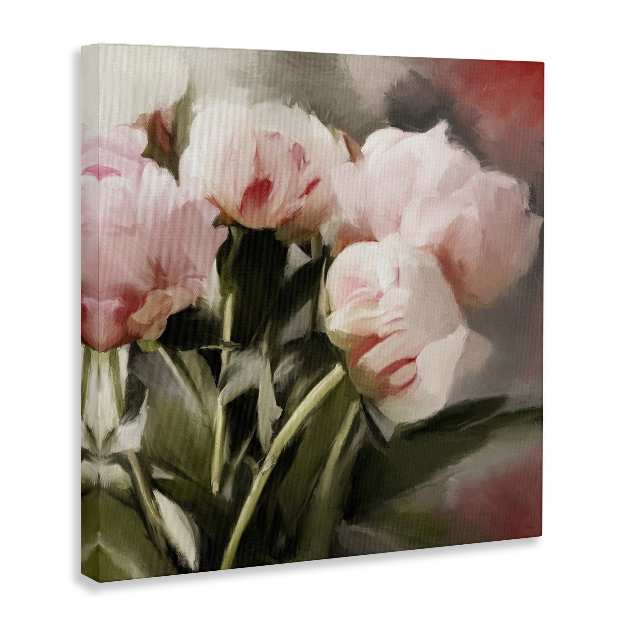 Stupell Industries Pink Floral Arrangement Botanical & Floral Painting Gallery Wrapped Canvas Art Print Wall Art, 17 x 17