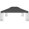 Anself Double Tier Garden Gazebo Cover Canopy Pop Up Sun Shade Replacement Cover for 13' x 10' Party Wedding Tent BBQ Camping Shelter Waterproof Pavilion Cater Events Dark Gray