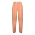 thumbnail image 5 of Women's Stripe Pants Elastic Waist Dreawstring Trousers Casual Jogger with Pockets Orange L, 5 of 5