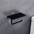 thumbnail image 1 of Zhuge Portarrollos de papel higiénico sin perforaciones con estante para teléfono, dispensador de rollos de papel higiénico para baño, montaje en pared, color negro C, 1 of 4