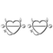 ZTTD PAIR Nipple Shields Fangs Design Body Jewelry Steel Barbell Rings Body Jewelry Accessories for Women Girls