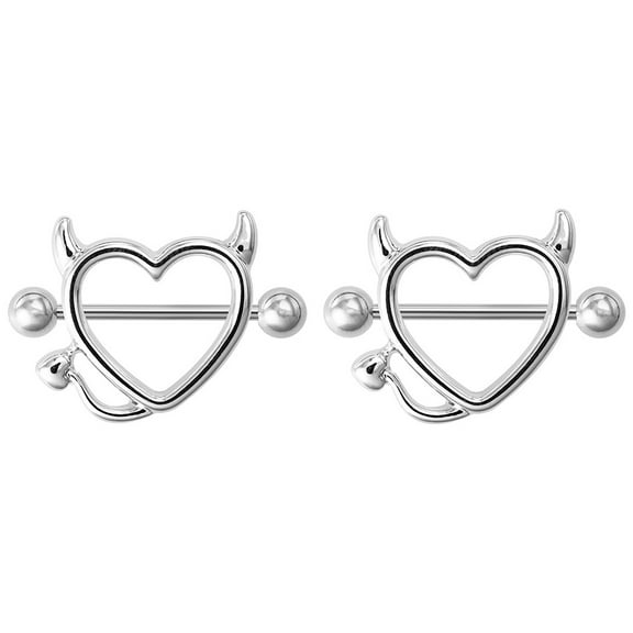 ZTTD PAIR Nipple Shields Fangs Design Body Jewelry Steel Barbell Rings Body Jewelry Accessories for Women Girls