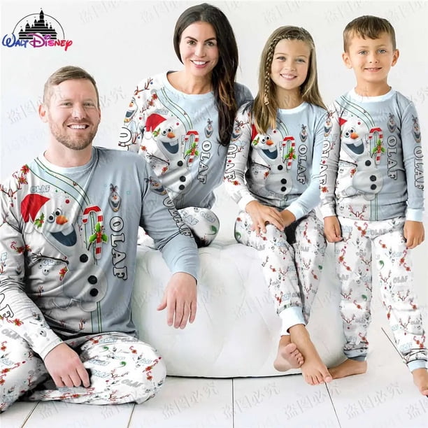 Disney-conjunto navideño de alta calidad para padres e hijos, traje de pijama con estampado 3D de Olaf Frozen, tamaño de EE. UU., 2022