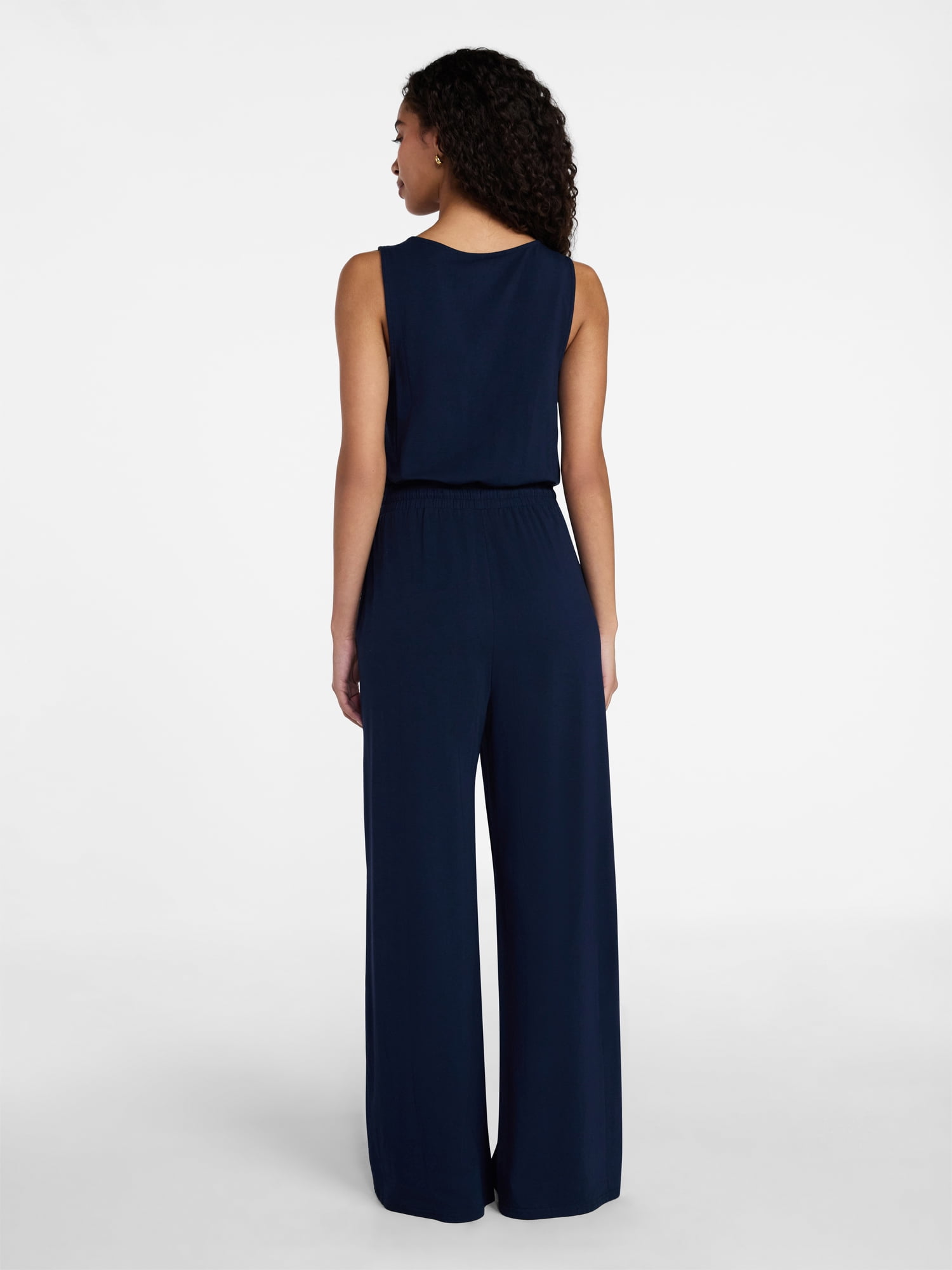 Time and Tru Women's Sleeveless Button Front Jumpsuit, Sizes XS-XXXL