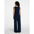 thumbnail image 3 of Time and Tru Women's Sleeveless Button Front Jumpsuit, Sizes XS-XXXL, 3 of 5
