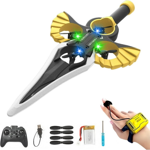 Flying Sword Rc Glider, Remote Control Flying Sword with Autopilot & Gyro Stabilizer, 3-Speed Control, Gift for Adults or Teens (A-Gold)