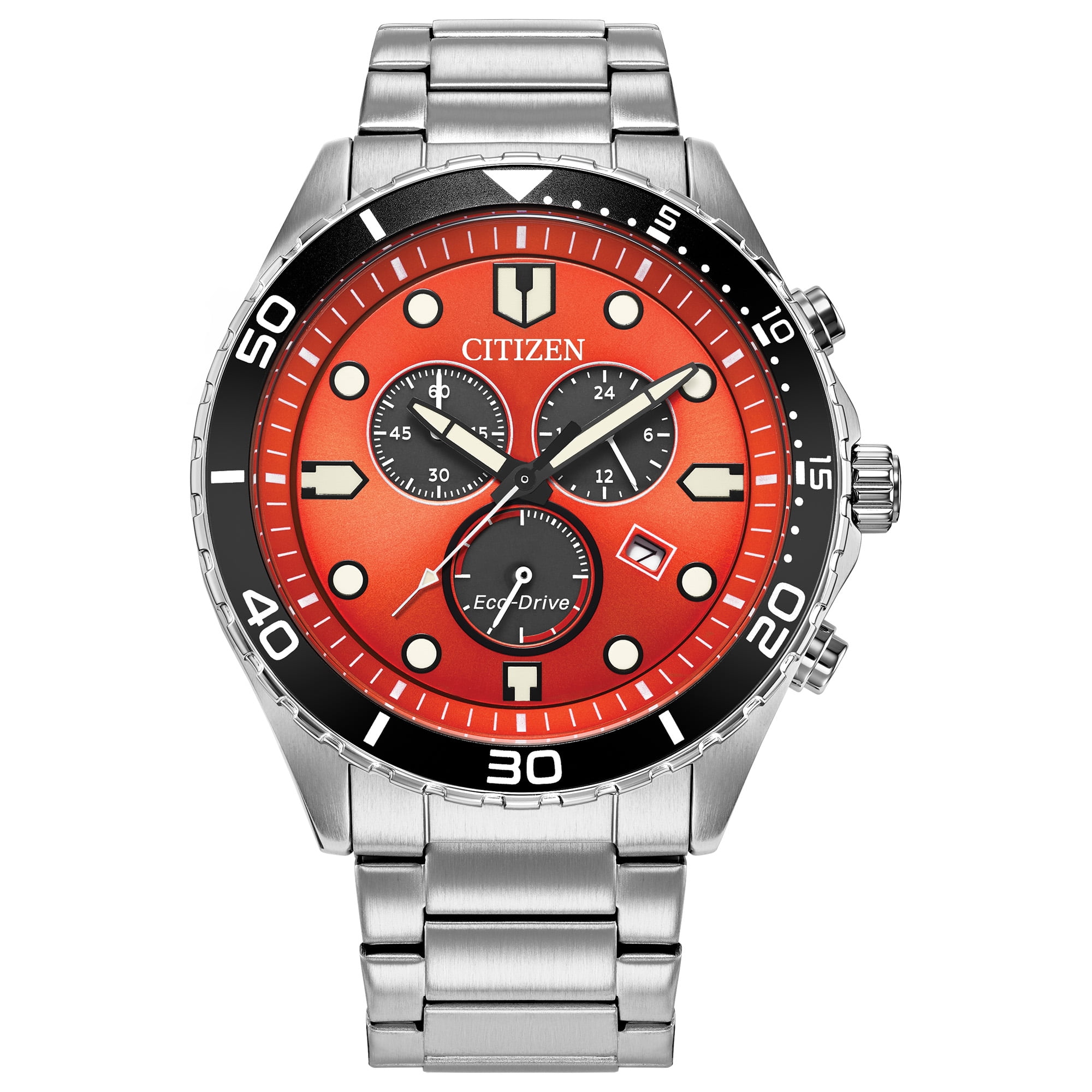 Citizen Men's Eco-Drive Gray IP Stainless Chronograph Green Dial