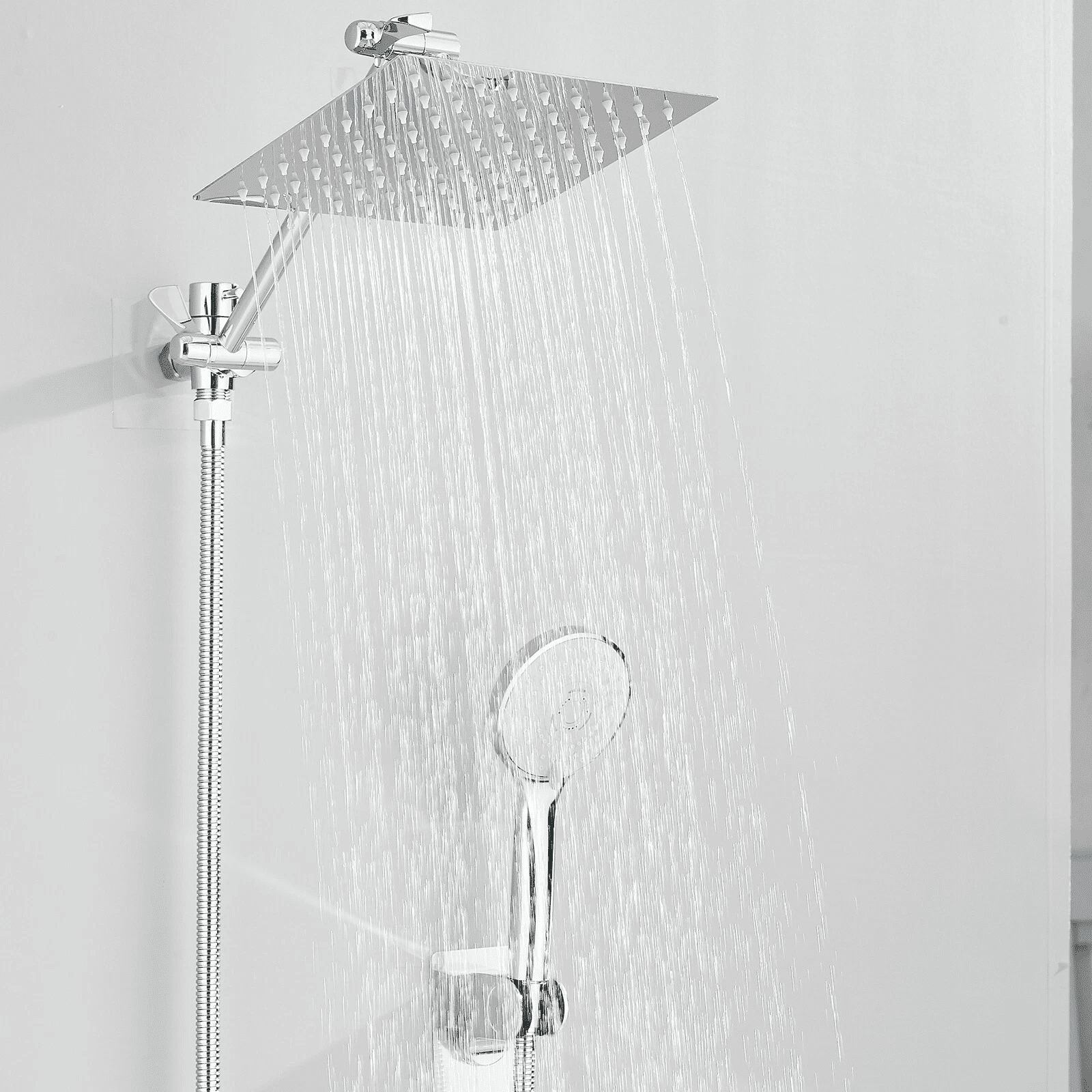 Zovajonia 10 inch Rainfall Shower Head Combo Stainless Steel Rain Shower Head with 3 Modes Handheld Water Spray,High Pressure Showerhead with Arm