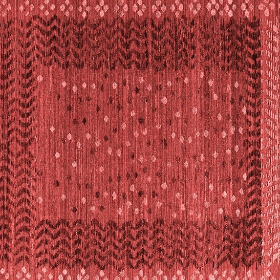 Ahgly Company Machine Washable Indoor Square Abstract Red Modern Area Rugs, 6' Square