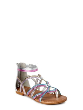 Wonder Nation Girls Sandals Flip Flops Silver Walmart Com
