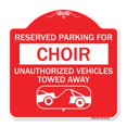 thumbnail image 1 of SignMission A-DES-RW-1818-23128 18 x 18 in. Signe de Série de Concepteur - Parking Réservé pour les Véhicules Non Autorisés de Chœur Remorqués avec le Graphique de Remorquage & 44; Rouge et Blanc, 1 of 1