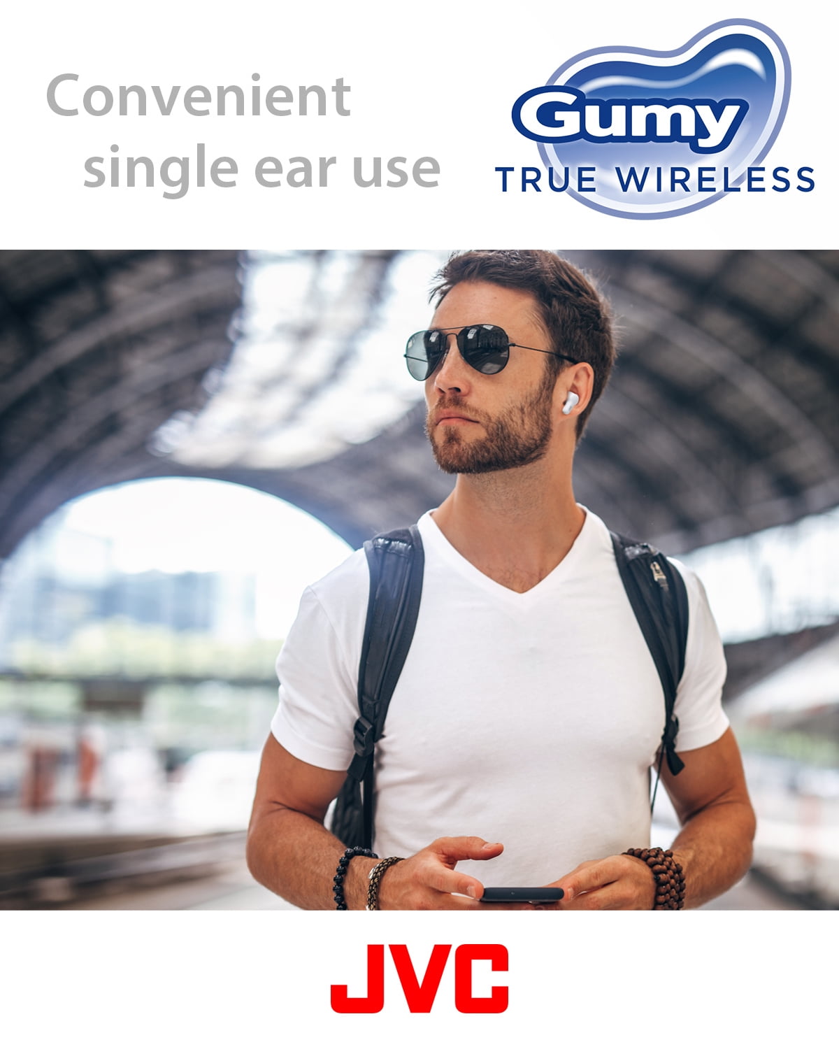 JVC New Gumy True Wireless Earbuds Headphones, Long Battery Life (up to 24 Hours), Sound with Neodymium Magnet Driver, Water Resistance (IPX4) - HAA7T2A (Blueberry Blue)