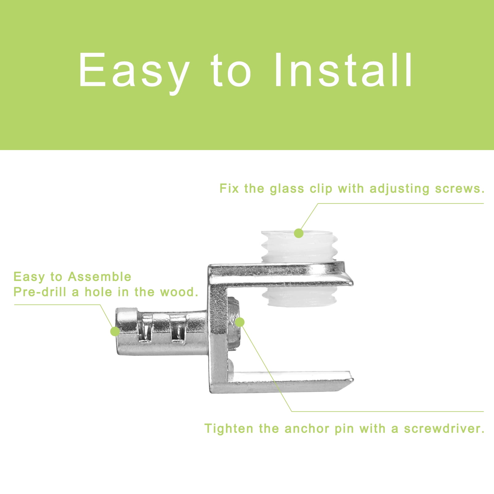 Uxcell Glass Shelf Bracket Pegs, 80Pack Adjustable Glass Clamps for 3-8mm Tempered Glass