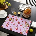 thumbnail image 3 of Strawberry Plants Fruit Cat Flower Summer Placemats Table Placemats Set Of 6-Linen Kitchen Washable Placemats Table Mats 11.8"x17.7" Non-Slip Heat Resistant, 3 of 5
