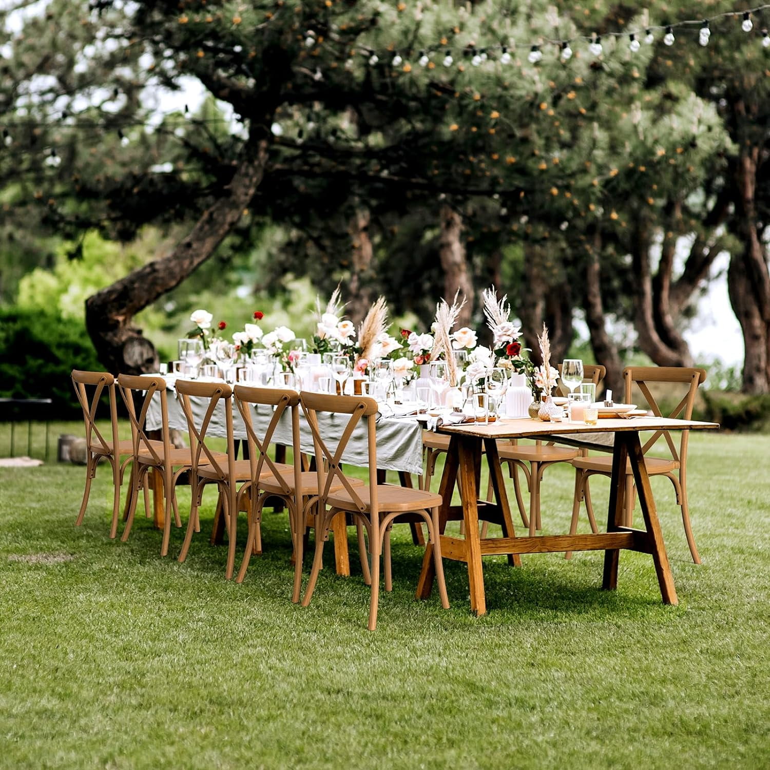 VINGLI Plastic Outdoor Dining Chair -Set of 2, Brown