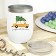 thumbnail image 2 of Jingle All the Way with Hand Drawn Christmas Tree on Top of a Yellow Car Art Merch Gift, White 12oz Wine Tumbler, 2 of 5