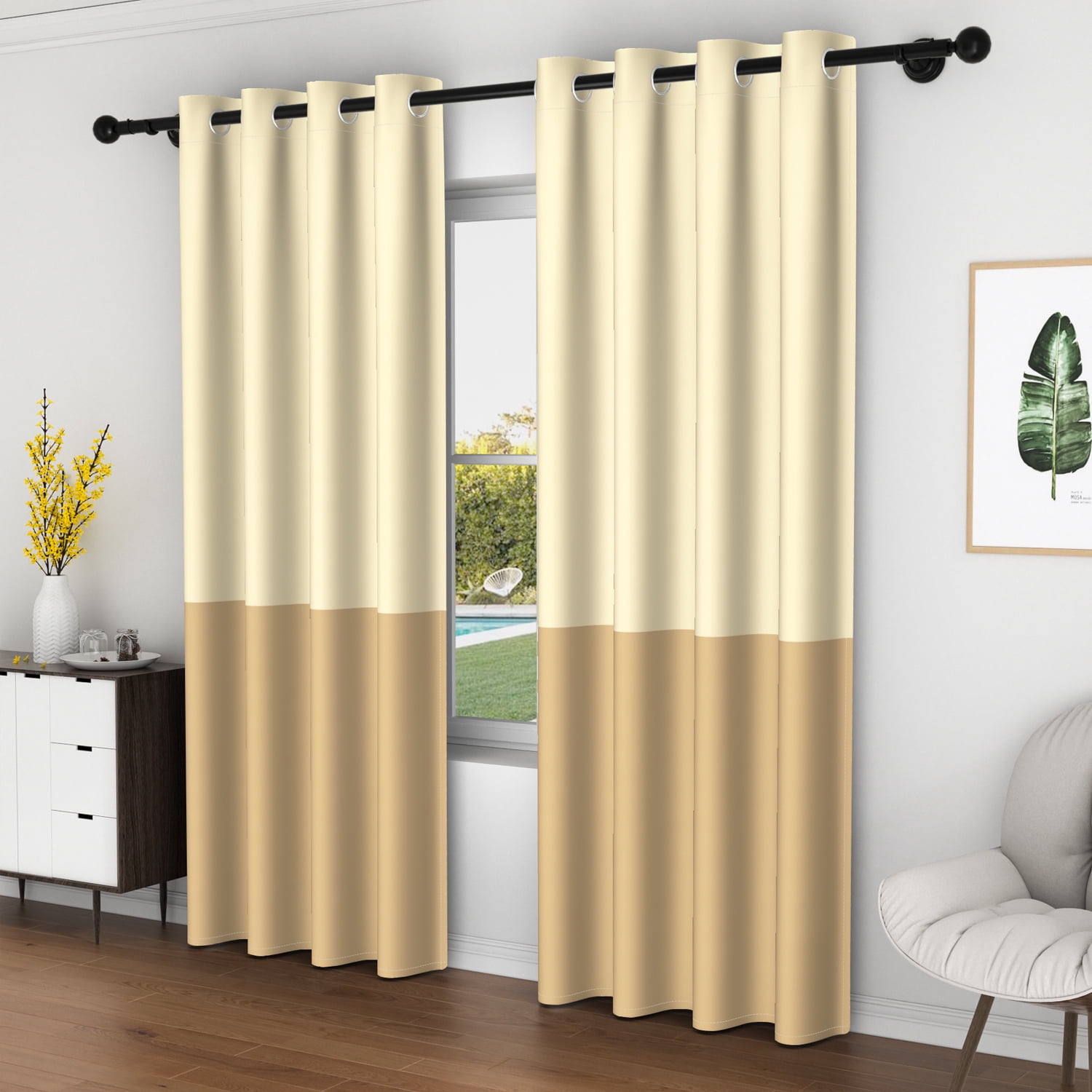 Lfeey Yellow Blackout Curtains for Bedrooms, 52x96 inch, 2 Pieces
