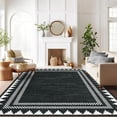 thumbnail image 1 of Washable Rugs 5x7 Low Pile Washable Rug – Modern Geometric Bordered Solid Area Carpet with TPR Non Slip Backing, Soft Non Shedding Neutral Floor Mat for Living Room, Bedroom & Nursery, 1 of 9