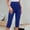Blue, variant on SNKSDGM Women's Plus Cotton Panties for Women Plus Size Sweatpants Women Plus Size Short Women's Solid Color Casual Capri Leggings Lightweight and Breathable 7/8 Length Pants for Summer Comfort