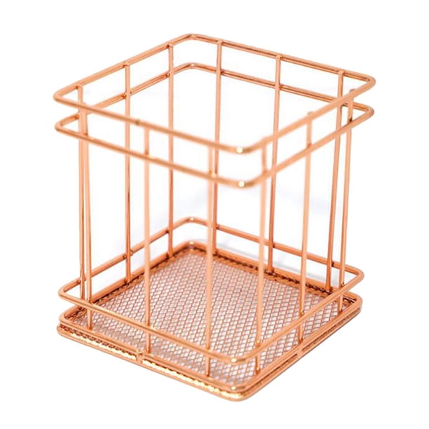 Canasta Caja de almacenamiento de celosía Canasta decorativa Caja de organización para frutas, verduras, libros, maquilje, especias o acces Cubo de Baoblaze canasta de almacenamiento de hierro