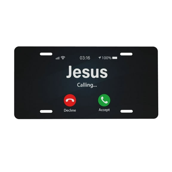 Funny Jesus Phone Christian License Plate 6x12 Inch Thickening Aluminum Metal Decorative License Plates, Universal Fit For Trucks, Suvs, Vehicles