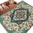thumbnail image 2 of Area Rug for Living Room, Beige Turquoise Boho Non-Slip Indoor Large Carpet for Bedroom/Dining Room, Medieval Vintage Ethnic Floral Washable Low-Profile Rectangle Floor Runner Rugs - 6 x 9 Ft, 2 of 7