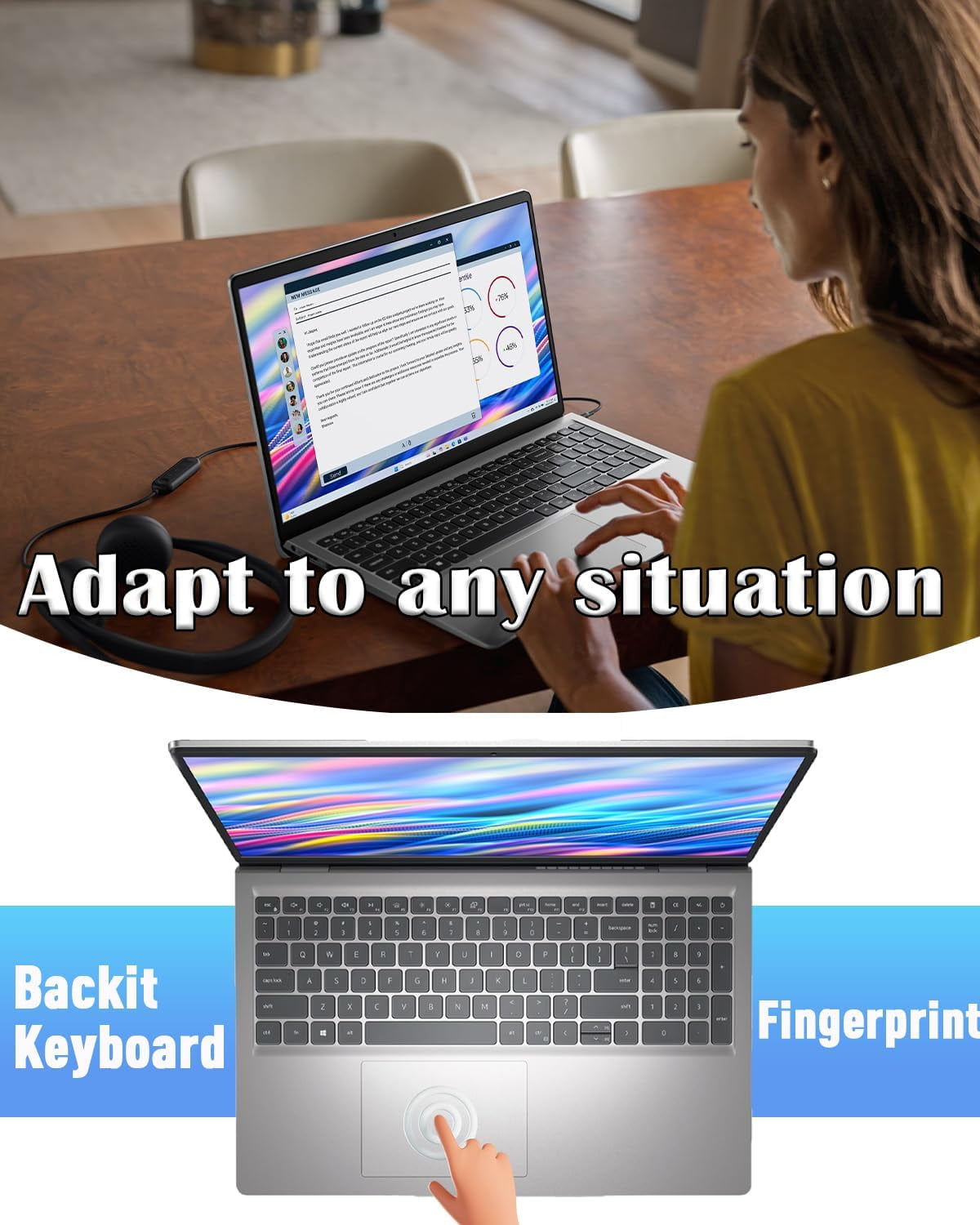 Dell Laptop 15.6-inch FHD 120Hz Display, 13th Gen Intel Core i7-1355U, 16GB DDR4 RAM, 1TB SSD, Intel UHD Graphics, Backlit Keyboard, Fingerprint, Windows 11 Pro, Silver