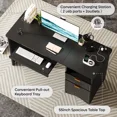 thumbnail image 3 of Bestier 55" Home Office Desk with Power Outlet & Keyboard Tray | Built-in USB Ports, File Drawer, Cable Management | Modern Computer Desk for Study, Gaming, Work, Blcak, 3 of 9