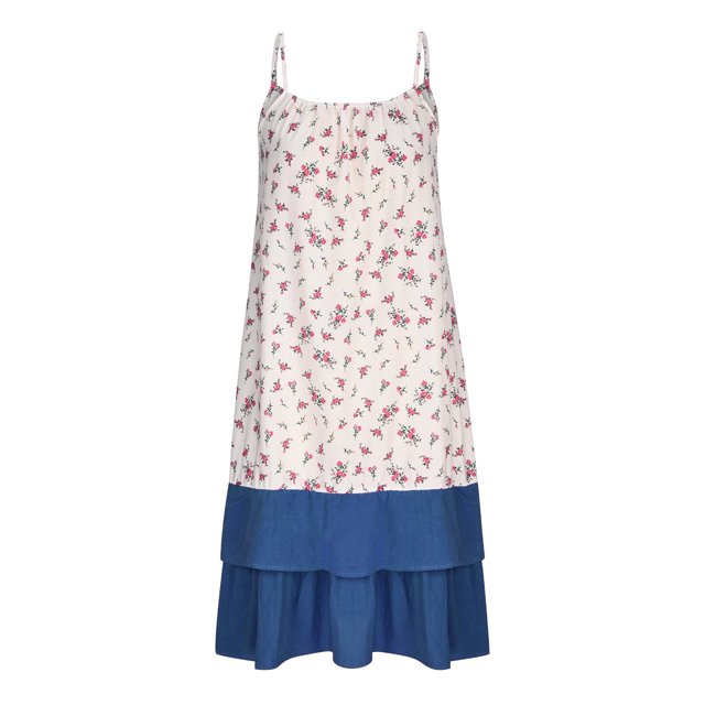 Puntoco Vestidos Mujer Verano Mujer Verano Estampado Floral Vestido Largo Sin Mangas Correa Cuello Redondo Plisado Vestido Suelto