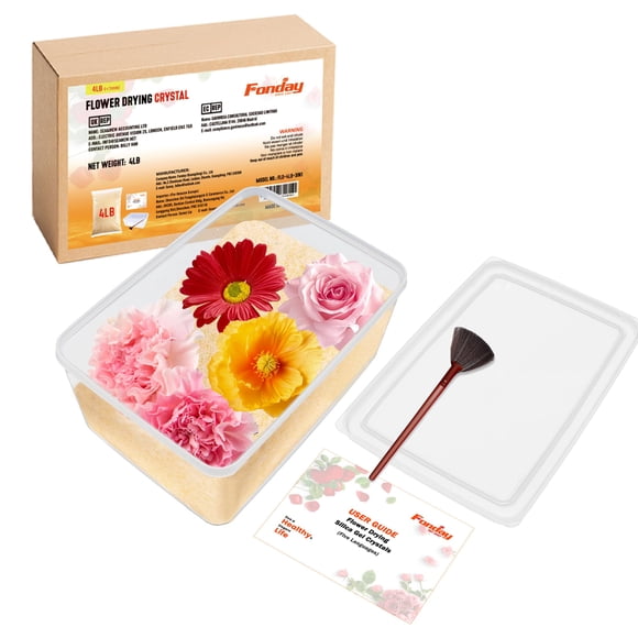 Cristales de gel de sílice para secar flores Fonday de 1,8 kg con recipiente