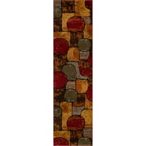 Rugs.com Cafe Collection Rug – 8 Ft Runner Multi Medium-Pile Rug Perfect For Hallways, Entryways