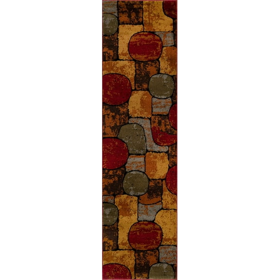 Rugs.com Cafe Collection Rug – 8 Ft Runner Multi Medium-Pile Rug Perfect For Hallways, Entryways