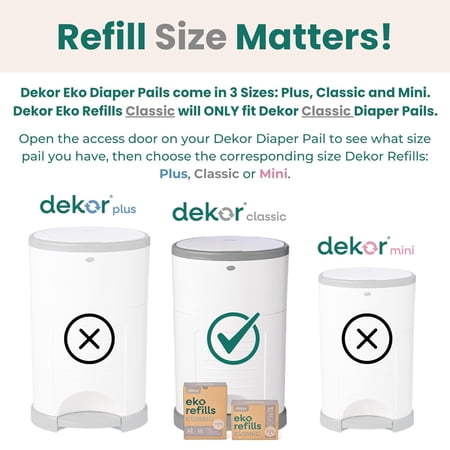 Diaper CLASSIC Diaper Pail Refills 2 Count Unscented Exclusive End-of-Liner Marking Quick & Easy to Replace Most Economical Refill System for Original and Eko Style Pails