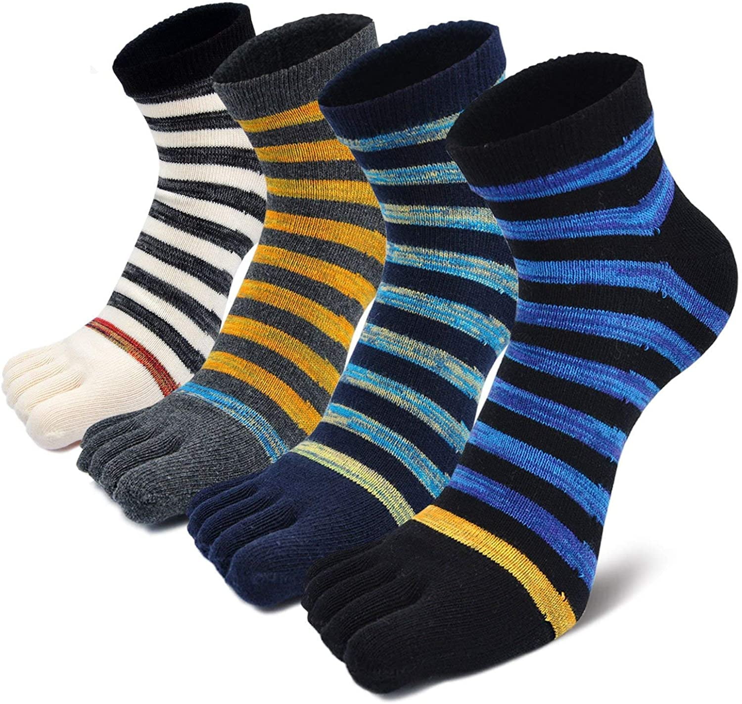 Junior Youth Cozy Toe Socks Stripes Smiley Face Finger Socks Size 2.5 To 7 