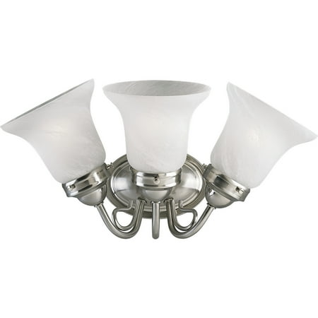 Billiard Fixtures Progress Lighting - Progress Lighting P3188EBWB Bedford Energy Efficient Three-Light Bathroom Fixture with Etched Alabaster Glass Shades