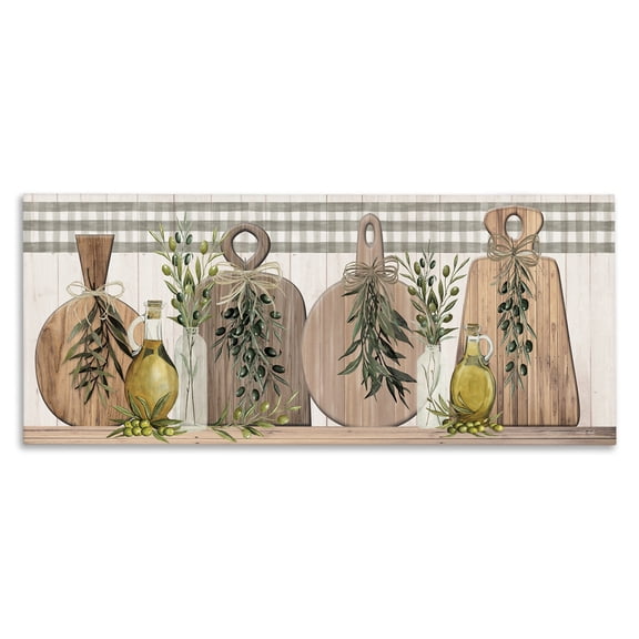Stupell Industries Rustic Cutting Boards Food & Beverage Painting Gallery Wrapped Canvas Art Print Wall Art, 30 x 13