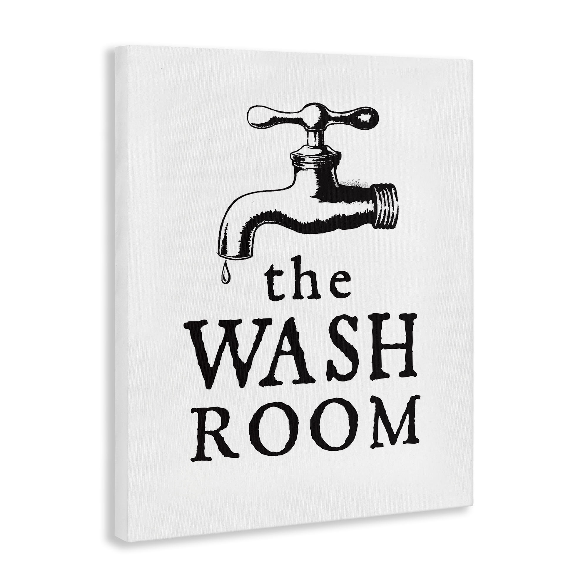 Stupell Industries Vintage Wash Room Typography Painting Gallery Wrapped Canvas Art Print Wall Art, 24 x 30