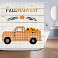 thumbnail image 2 of JOOCAR Fall Harvest Fabric Shower Curtain, Autumn Thanksgiving Pumpkins with Sunflower Shower Curtain for Bathroom, Farmhouse Truck Bath Curtain with Hooks 72X72Inch, 2 of 6