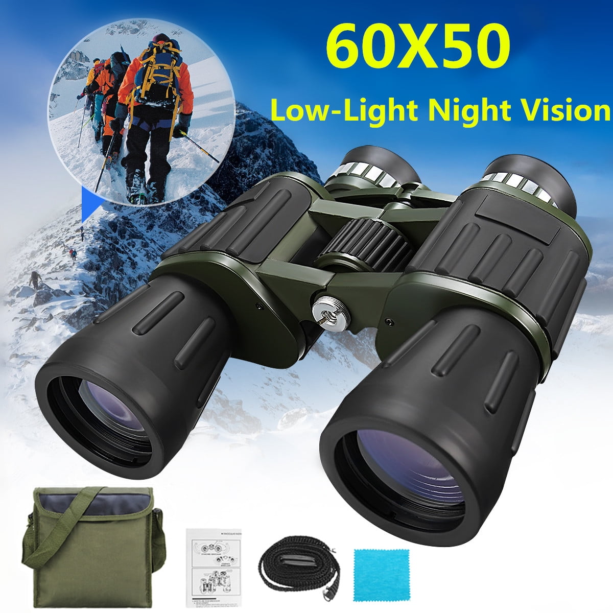 60x50 Military Army Zoom Binoculars Optics Hunting Camping Day/Night+Storage Bag 