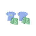 thumbnail image 2 of BemeyourBBs Toddler Baby Boys Summer Clothes Cute Infant Baby Boys Frog Outfits Frog Embroidery Short Sleeves T-Shirt and Elastic Plaid Shorts Set Toddler Baby Boys 2 Piece Summer Outfit, 2 of 9