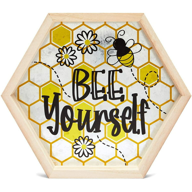 Honey Bee Wall Decor, Bee Happy, Bee Kind, Bee Yourself (9.7 In, 3 Pack)