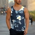 thumbnail image 5 of WAENQINLA Beach Tank Top Men Crew Neck Sleeveless Shirts Flower Hawaii Shirts Tank Undershirts Casual Summer Muscle T-Shirt Navy M, 5 of 6