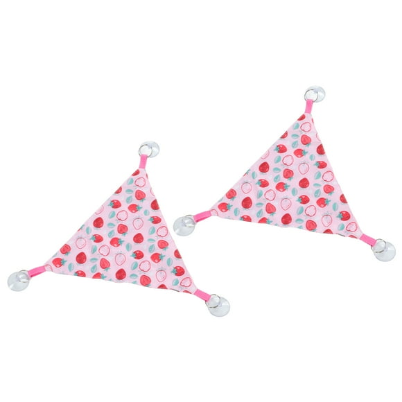 Hamac Dragon Barbu Triangulaire, Lit Suspendu pour Reptile, Lavable et Respirant, avec Ventouse Adhésive, Motif Fraise Rose