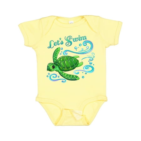 

Inktastic Lets Swim- Cute Sea Turtle Gift Baby Boy or Baby Girl Bodysuit