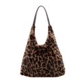 thumbnail image 1 of Chic Hobo Bag Women Feathing Leopard Shoulder Fluffy Commuting, 1 of 9
