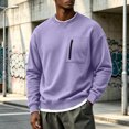 thumbnail image 2 of Fnooota Men's Crew Neck Sweatshirts, Zipper Pockets Casual Long Sleeve Pullover Fall Tops Purple Size L, 2 of 7