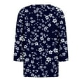 thumbnail image 4 of CYMMPU Tunic Tops V Neck Blouses for Women Dressy Casual Spring Tops Summer Fashion Shirts Loose Fit Flower Printed 3/4 Sleeve Business Elegant Work Topss Multicolor S, 4 of 5
