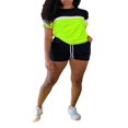 thumbnail image 1 of Hauts et Shorts à Manches Courtes de Couleur Contrastée pour l'Entraînement des Femmes, 1 of 9